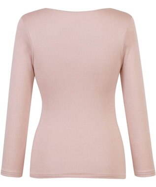 Wing あったかインナー 綿混 裏起毛 よく伸びる素材 【ラクのびサーモ】 8分袖 長袖 ネックせまめ 秋 冬 EL6913 ウイング／ワコール シェルピンク