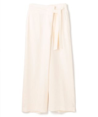 BEIGE， 【洗える】CAROLE / リネンライクラップワイドパンツ Ecru