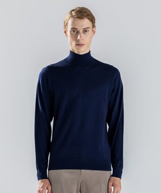 JOSEPH HOMME ウォッシャブルメリノ　タートルネックニット ネイビー系