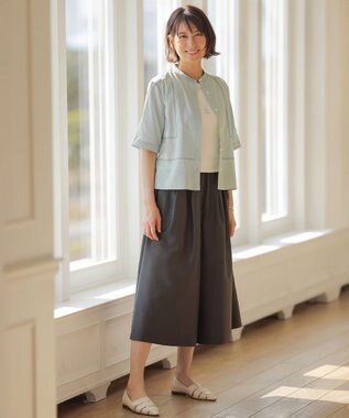 J.PRESS LADIES L エアリースパンボイル ガウチョ パンツ スレートブラウン系