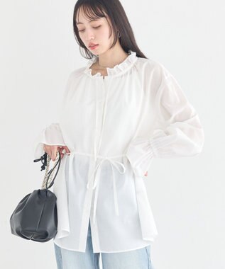 earth music&ecology 【イージーケア】TRキュプラダブルボタンフリルシャツ