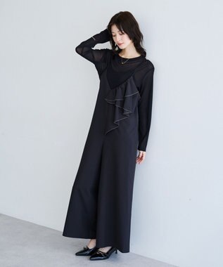 YECCA VECCA ラッフルキャミオールインワン Black