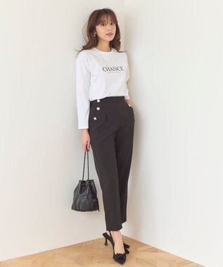 Feroux 【洗える】マリンテーパードパンツ ブラック系