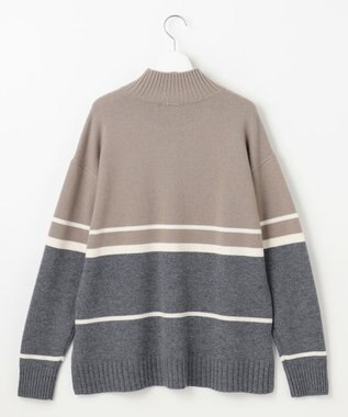 自由区 ウールカシミヤブレンドハイネック ニット マルチボーダー