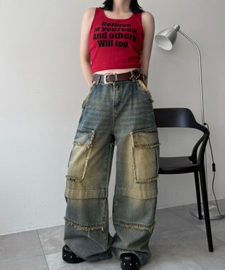 WEGO 【カップ付きインナー】グラフィックカップ付きリブタンク 柄7