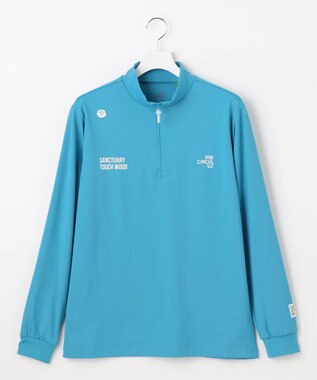 PW CIRCULUS 【吸水速乾 / UV遮蔽率99.5% UVカット / ストレッチ】【MEN】ハーフジップロングスリーブモックT ゴルフ スカイブルー系