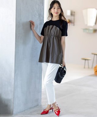 ANY SIS S 【洗える】ビスチェコンビ Tシャツ ブラック×チャコール