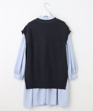 Feroux 【セットアイテム】2WAYリボンタイ ワンピース × ニット ベスト スカイブルー系