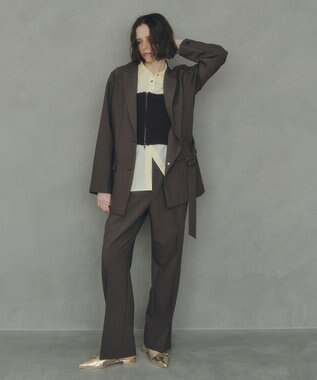 YECCA VECCA 2wayアシメデザインロングジャケット Brown