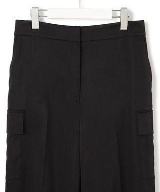 ICB L 【スマートバック仕様・洗える】ストレッチダブルサテン カーゴパンツ ブラック系