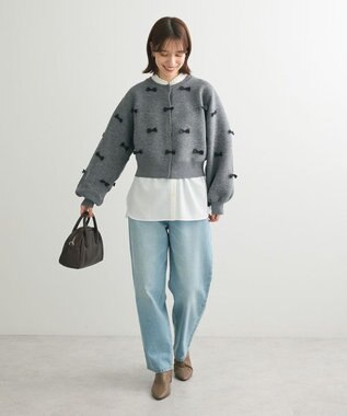 Green Parks ・ｓｗｉｎｇ　ｂｙ　メニーリボンニットカーディガン Dark Gray Mixture