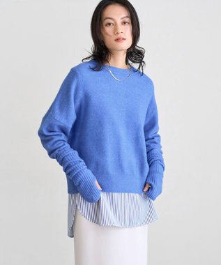 UNFILO シャツコンビレイヤードTシャツ オフ×ストライプ