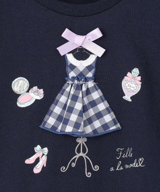 ANY KIDS ドレス アップリケ Tシャツ ネイビー