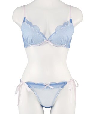 San-ai Resort（三愛水着楽園） シアードットチュール　ブラジャー＆ショーツセット【northerly】 ブルー