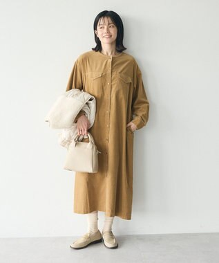 CRAFT STANDARD BOUTIQUE コーデュロイシャツワンピース Camel
