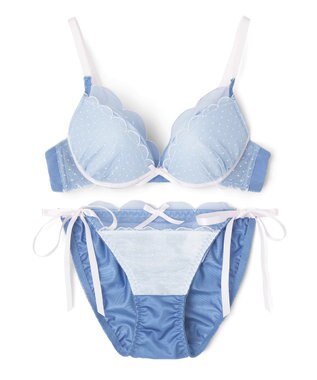 San-ai Resort（三愛水着楽園） シアードットチュール　ブラジャー＆ショーツセット【northerly】 ブルー