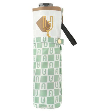 MOONBAT FURLA 折りたたみ傘 チャーム＆ロゴプリント UV 耐風 日本製 ミントグリーン