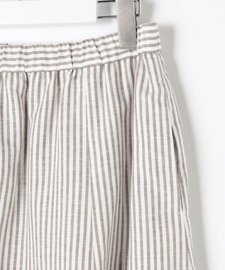 J.PRESS LADIES L リネンMIX ストライプ フレア スカート ブラウンストライプ系