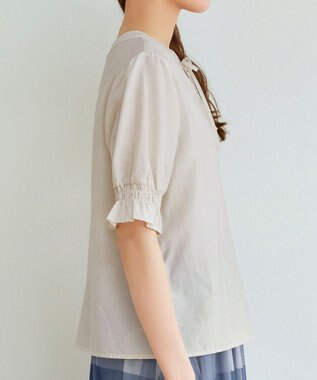 Tiaclasse 【洗える】シアーシャーリング2WAYブラウス エクリュ