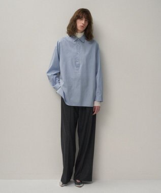 ATON COTTON SILK LAWN | オーバーサイズシャツ SAX