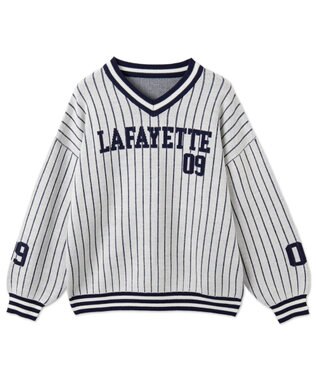 WEGO ベースボールグラフィックプルオーバーニット ホワイト