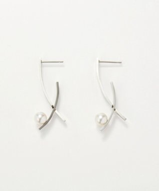 Phoebe <オンワード限定セット>【金属アレルギー対応】ワントップパールネックレス×クロスラインパールピアス/サージカルステンレス シルバー