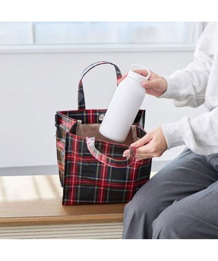 ROOTOTE 3606【ラミネート加工 正方形型】EU.スクエア.ラミネート-T 02：チェック・レッド