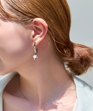 Phoebe <オンワード限定セット>【金属アレルギー対応】ワントップパールネックレス×クロスラインパールピアス/サージカルステンレス シルバー