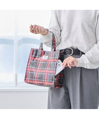 ROOTOTE 3606【ラミネート加工 正方形型】EU.スクエア.ラミネート-T 02：チェック・レッド