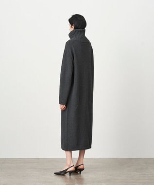 ATON WOOL MOULINE | タートルネックドレス CHARCOAL GRAY