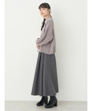 earth music&ecology チェックフレアスカート Check Gray