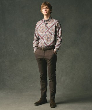 JOSEPH ABBOUD 【キングサイズ・英国リバティ社・纏うアート・柄で魅せる】リバティプリント シャツ　25AW ダークブラウン系6