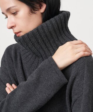 ATON WOOL MOULINE | タートルネックドレス CHARCOAL GRAY