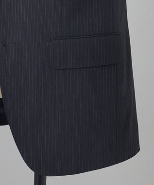 GOTAIRIKU 【オールシーズン対応】ALL SEASON 2WAY STRETCH スーツ グレー系1(グレー×細ブルーストライプ)