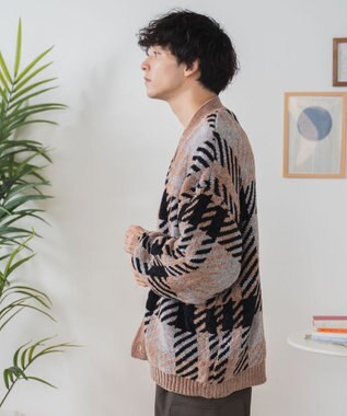 WEGO ベロアモール総柄カーディガン 柄2