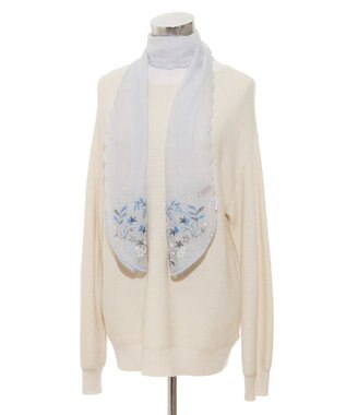 MOONBAT ルナルーチェ ロカ CHANDNI シルクコットン ビーズ刺繍ストール サックスブルー