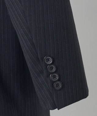 GOTAIRIKU 【オールシーズン対応】ALL SEASON 2WAY STRETCH スーツ グレー系1(グレー×細ブルーストライプ)