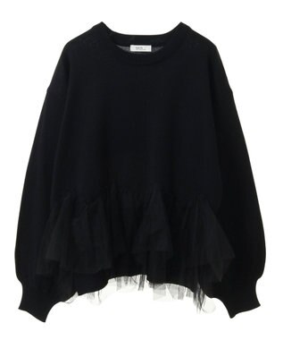 earth music&ecology チュールヘムニットプルオーバー Black