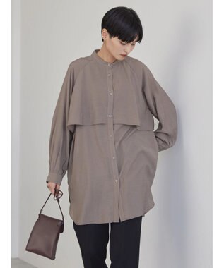 AMERICAN HOLIC バンドカラーフリルシャツチュニック Mocha