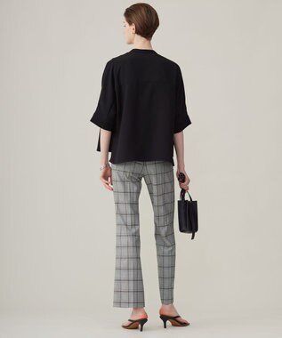 ICB L 【洗える】ライトダブルクロス クロップドシャツ ブラック系