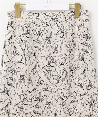 ANY SIS 【洗える】フラワーフクレジャカード スカート アイボリー×ブラック