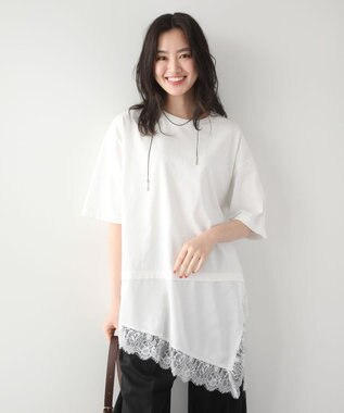 Green Parks レースドッキングＴシャツ Off White
