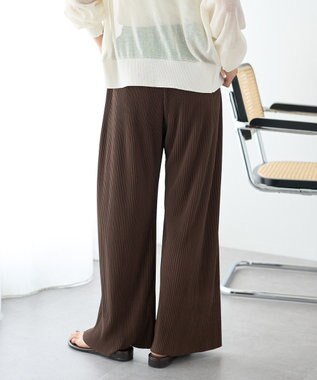 earth music&ecology 【セルフカット可能】カットリブイージーパンツ Brown