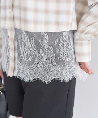 earth music&ecology 適ON レースヘムシャツ Off White