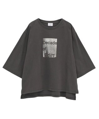 YECCA VECCA ヴィンテージ風箔プリントロゴTee Gray