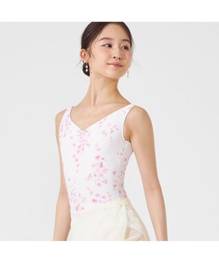 Chacott 【MAY NAGAHISA】ノースリーブレオタード ホワイトプリント