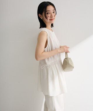 Green Parks ウエストシャーリングブラウス White