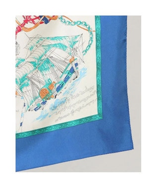 UNBILLION kakatoo アドベンチャー柄シルクスカーフ ブルー