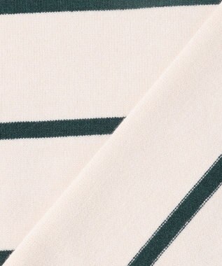 UNFILO MENS 【OCEANS YouTube 掲載/男女兼用】スムースシルキーニット 柄 ボーダー アイボリー×グリーン