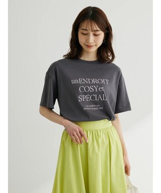 Green Parks ガーリーロゴボックスＴシャツ Charcoal Gray